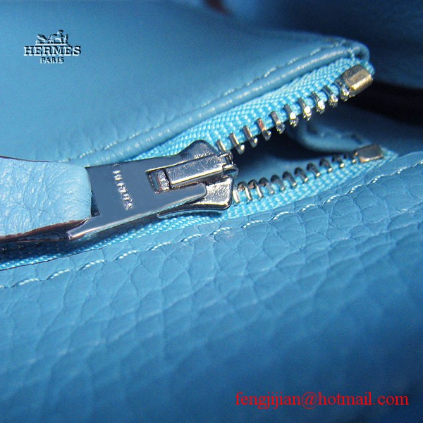 Hermes Kelly 32cm Togo Leather Bag Light Blue 6108 Silver Hardware